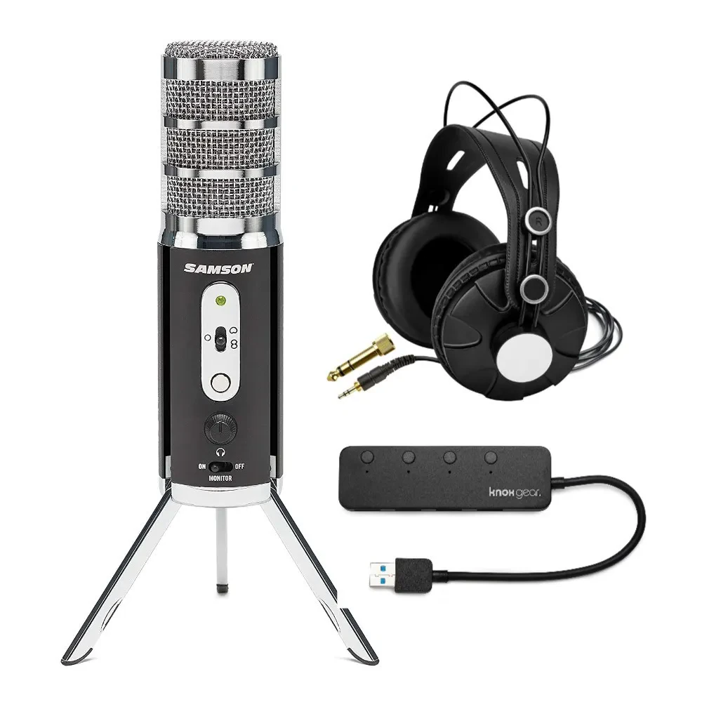 Samson Satellite USB iOS Microphone Bundle with Headphones and 4 Port USB Hub