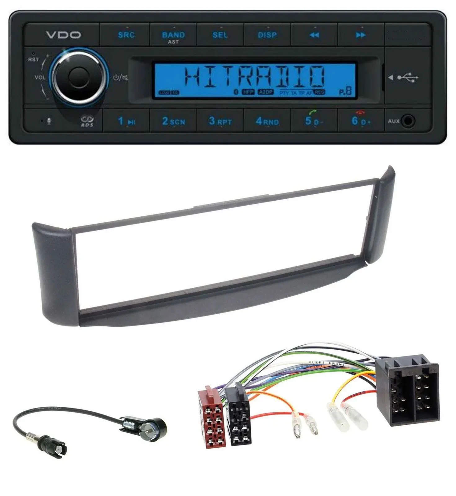 VDO AUX Bluetooth USB MP3 Autoradio für Smart ForTwo 450 grau ohne Metallschacht