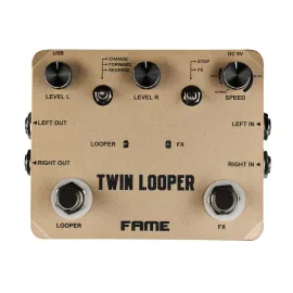 Twin Stereo Looper Pedal, 10 Min Aufn., Unbegrenzte Overdubs, True Bypass