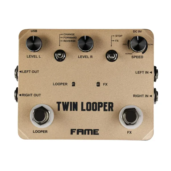 Twin Stereo Looper Pedal, 10 Min Aufn., Unbegrenzte Overdubs, True Bypass