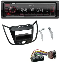 Kenwood MP3 Bluetooth USB DAB Autoradio für Ford C-Max Kuga matt schwarz