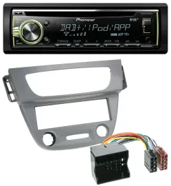 Pioneer DAB USB MP3 AUX CD Autoradio für Renault Megane 3 Quadlock 09-14 grau