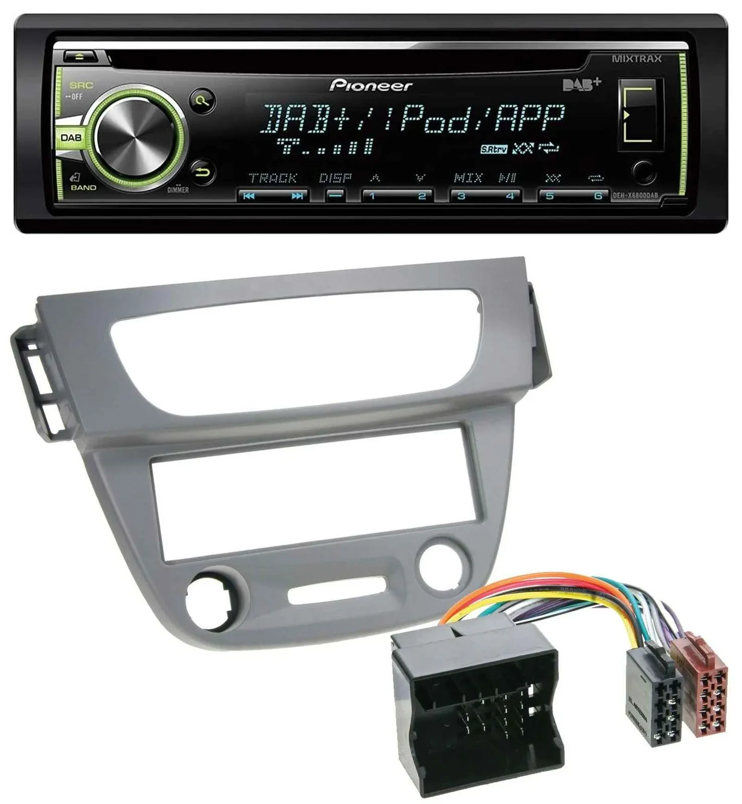 Pioneer DAB USB MP3 AUX CD Autoradio für Renault Megane 3 Quadlock 09-14 grau