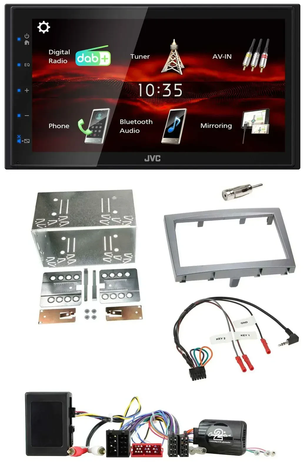 JVC USB Bluetooth Lenkrad DAB 2DIN Autoradio für Porsche 911 Boxster Cayman silb
