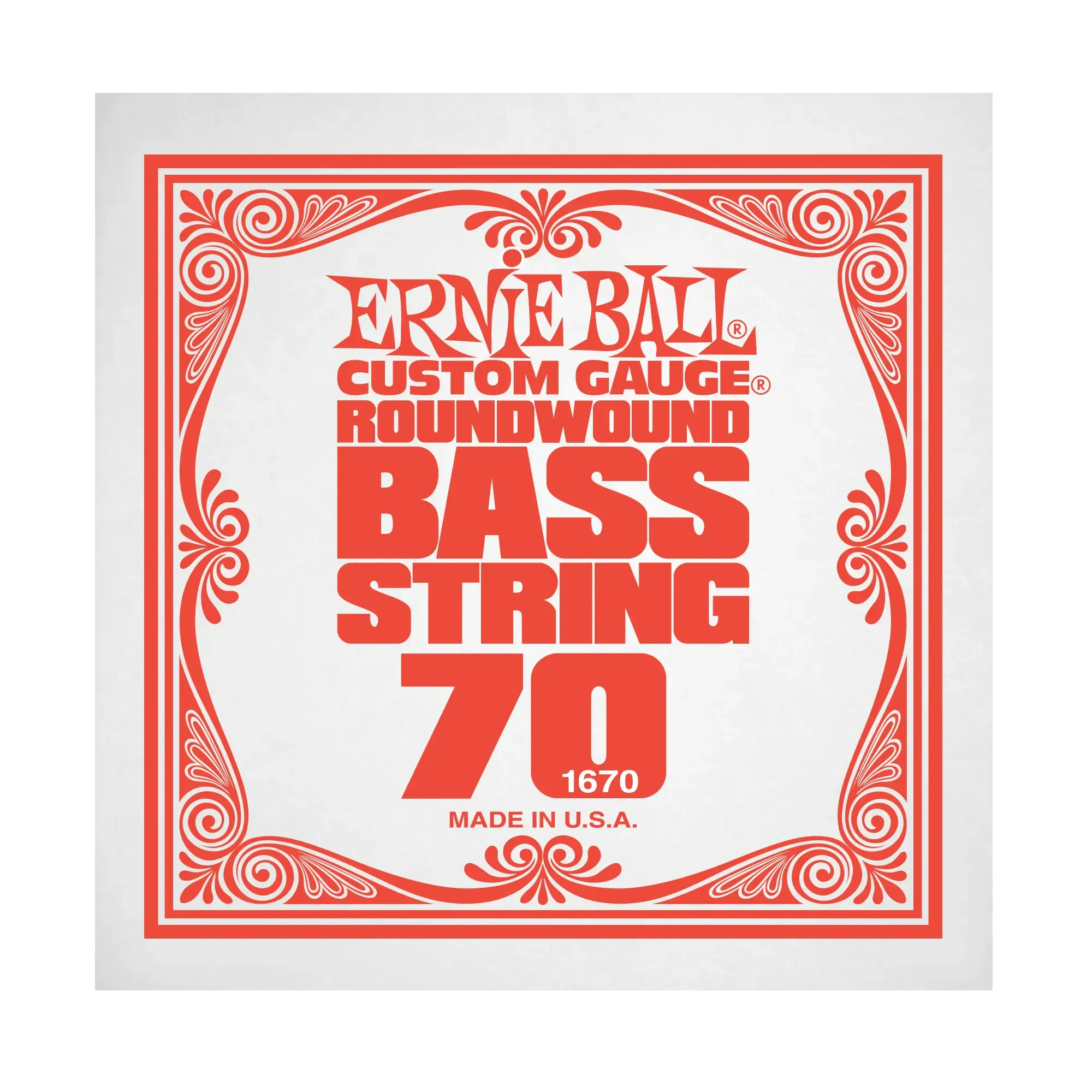 Струна для бас-гитары Ernie Ball P01670, сталь никелированная, круглая оплетка, калибр 70