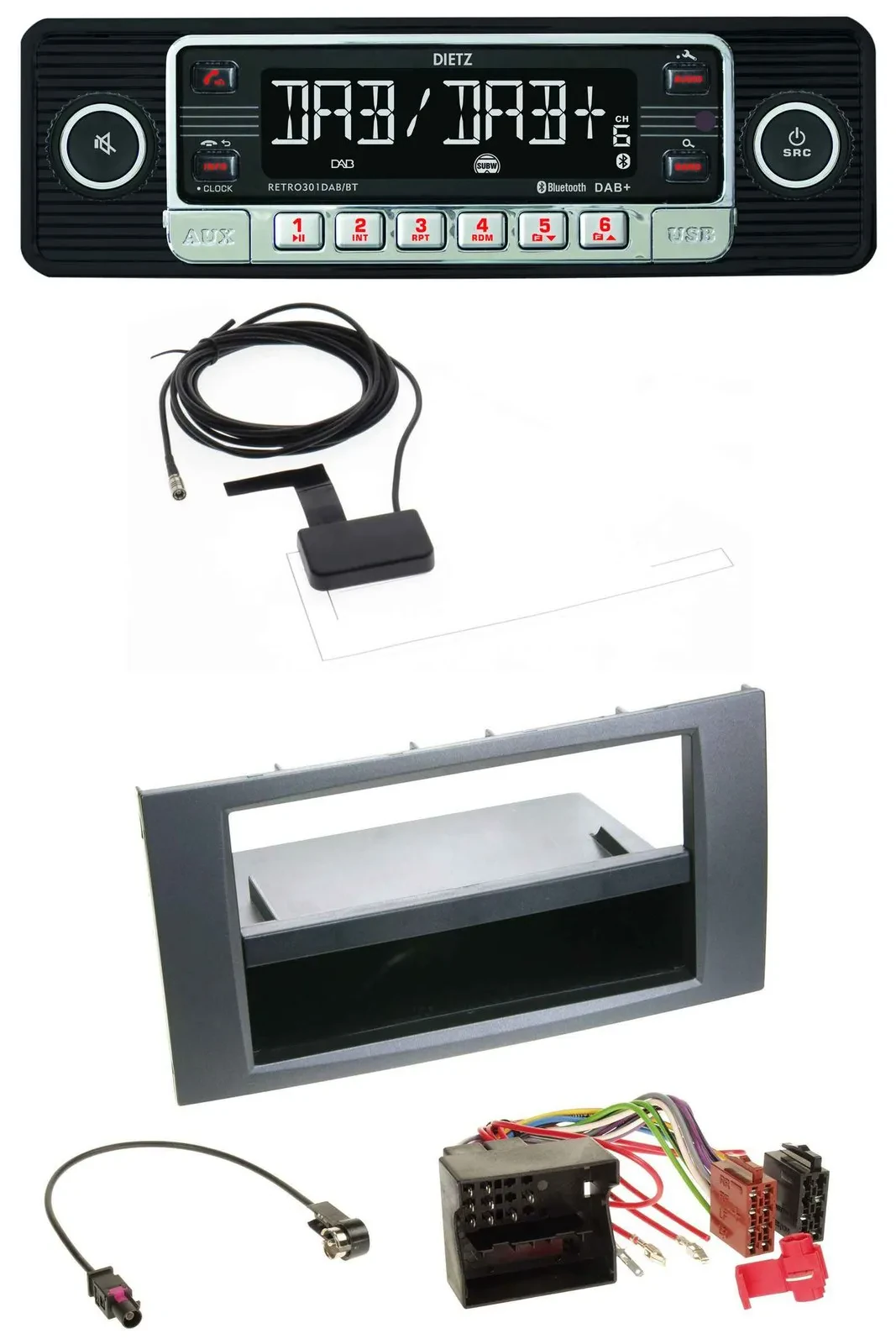 Автомагнитола Dietz DAB Bluetooth USB MP3 для Ford Fusion/Kuga/Transit (2005–2012), антрацит