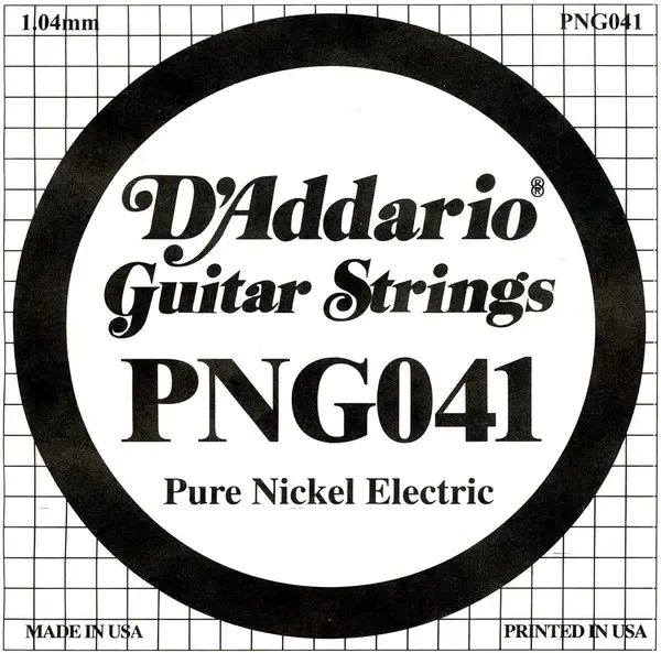 Струна для электрогитары D'Addario PNG041 XL Pure Nickel, никель, калибр 41