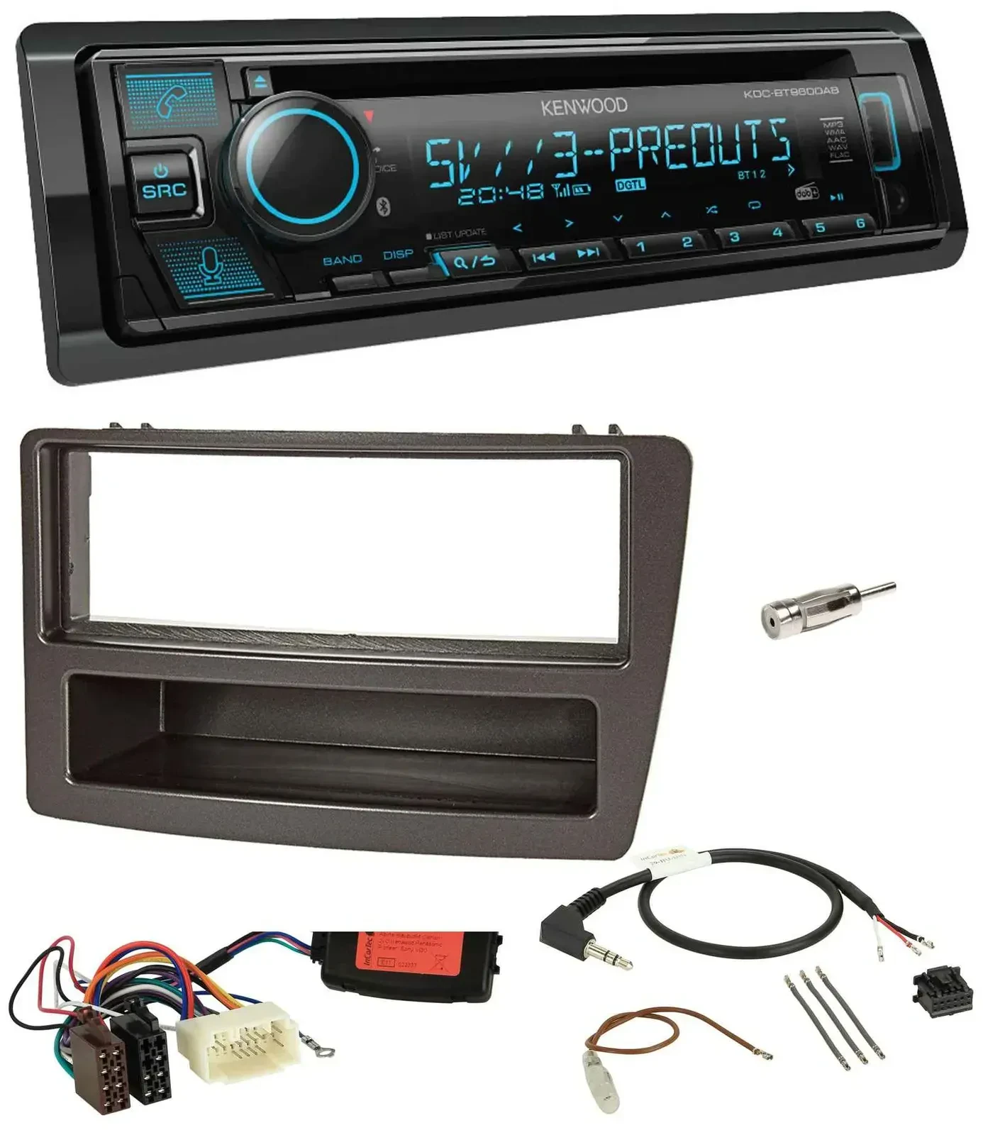 Автомагнитола Kenwood Bluetooth USB CD DAB для Honda Civic 2004–2006, антрацит