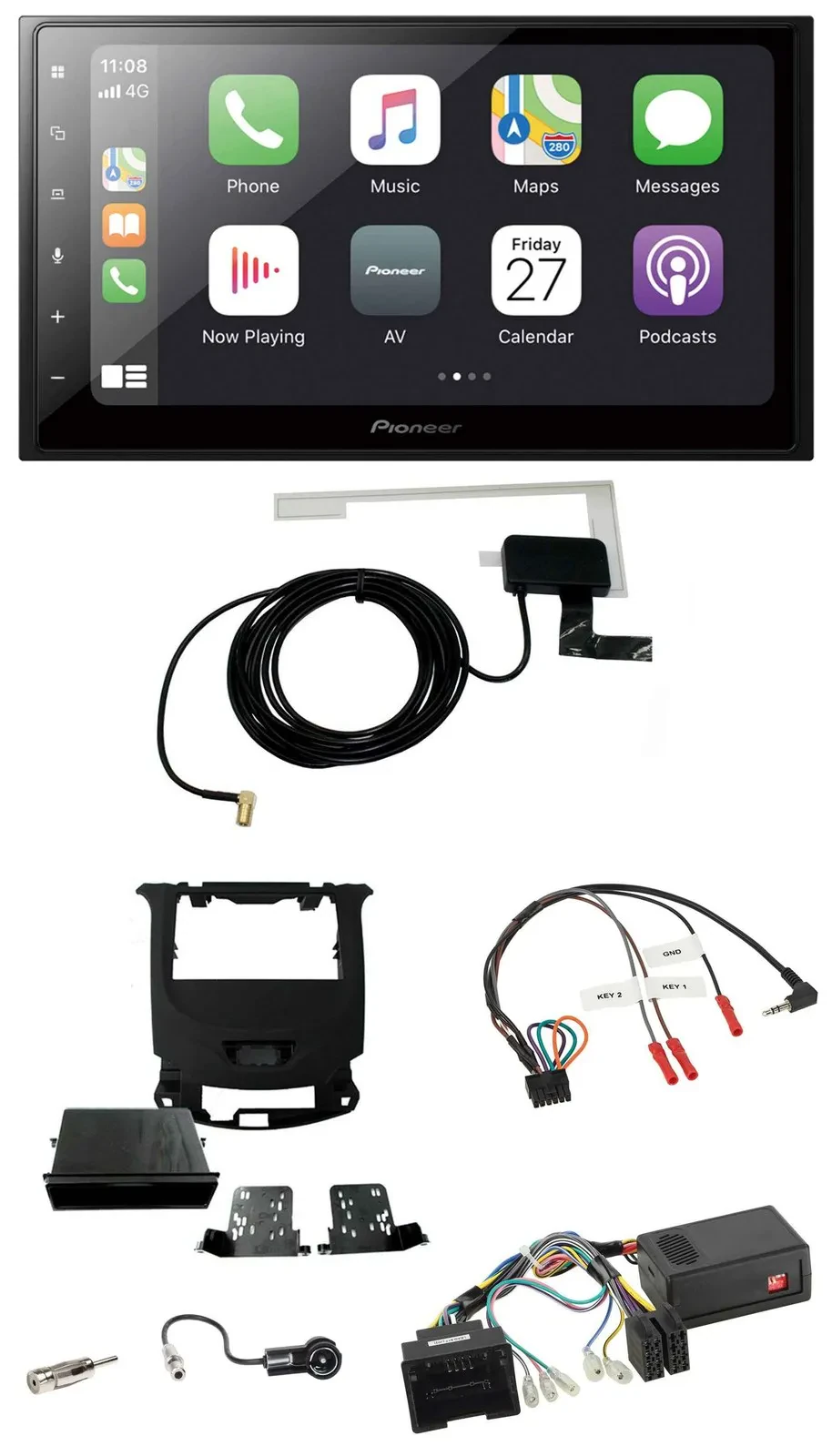 Автомагнитола для Chevrolet Cruze Pioneer 2DIN, Bluetooth, DAB, USB, поддержка управления на руле