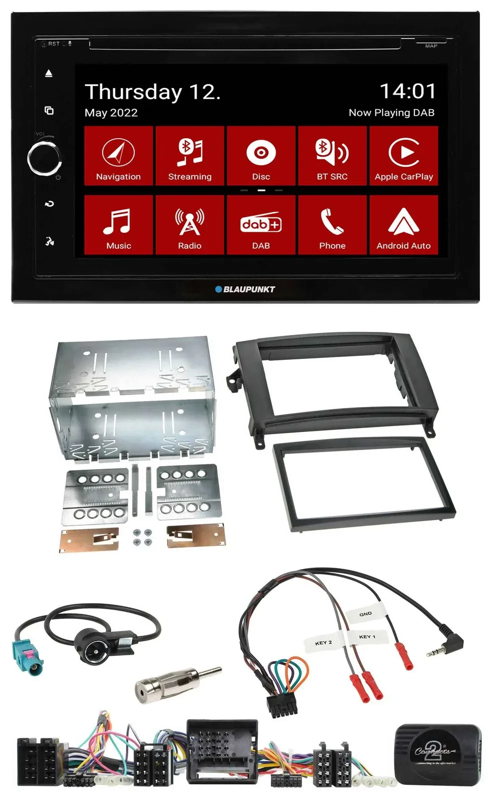 Blaupunkt 2DIN Lenkrad Bluetooth USB TMC DAB Navigation für Mercedes Vito Viano