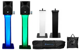 (2) Rockville RPG8BT 8" Powered 400 Watt DJ Speakers w/ Bluetooth+Totem Stands