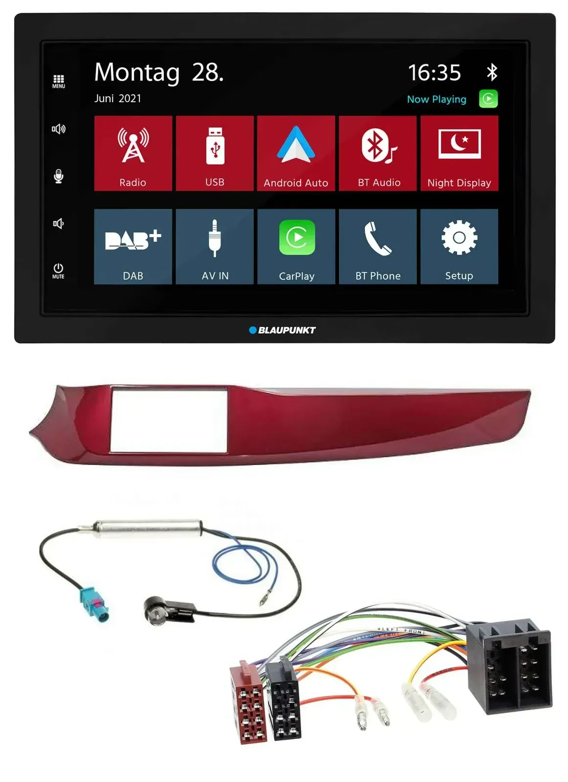 Blaupunkt MP3 Bluetooth DAB 2DIN USB Autoradio für Alfa Giulietta 10-13 rot glän