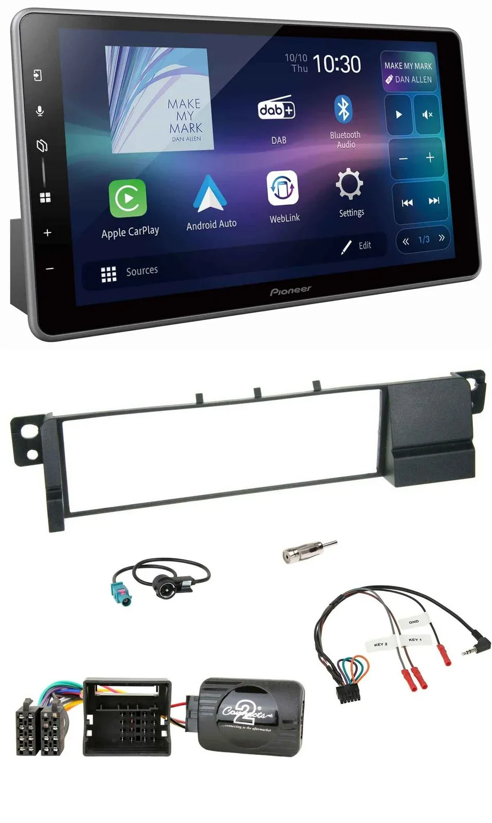 Pioneer Bluetooth USB DAB Lenkrad Autoradio für BMW 3er E46 2001-2007 Quadlock