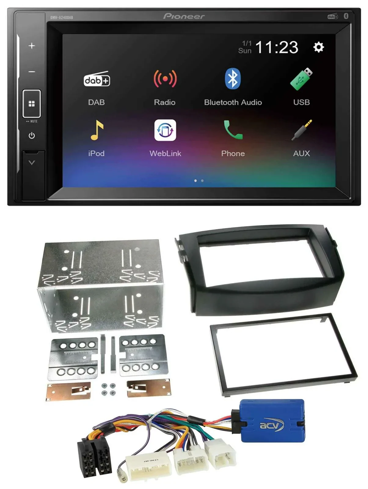 Автомагнитола для Toyota RAV4 2011–2013 Pioneer 2DIN, DAB, Bluetooth, USB, MP3, 28-pin