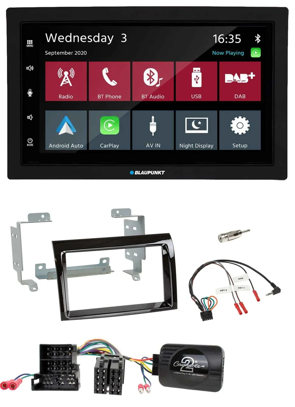 Blaupunkt 2DIN Lenkrad USB Bluetooth DAB Autoradio für Fiat Peugeot Citroen klav