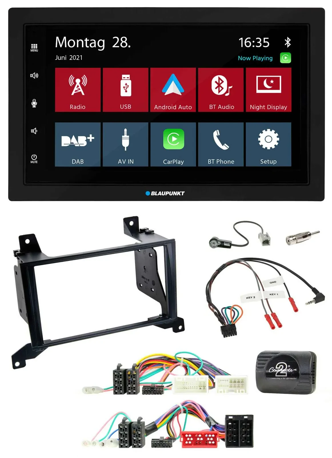 Blaupunkt Lenkrad Bluetooth DAB 2DIN USB Autoradio für Hyundai Santa Fe CM 2009-