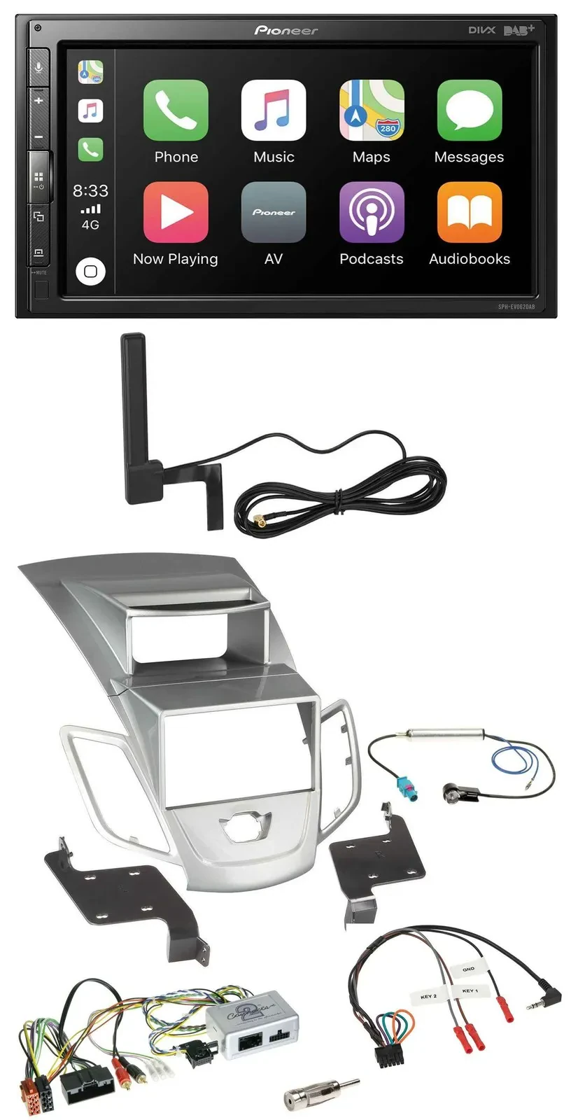 Pioneer USB 2DIN Bluetooth DAB Lenkrad Autoradio für Ford Fiesta 2010-17 Display