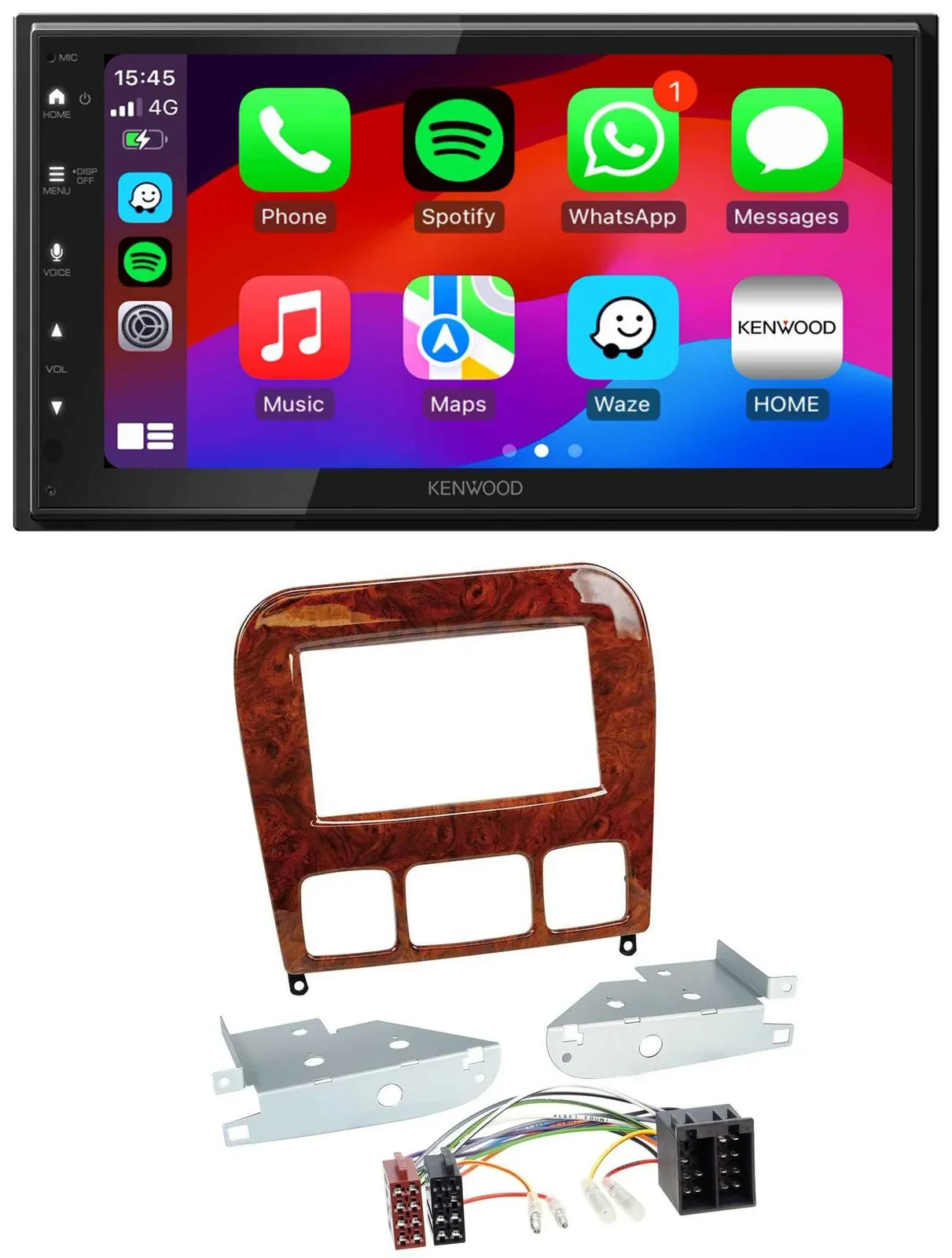 Kenwood MP3 USB DAB 2DIN Bluetooth Autoradio für Mercedes S-Klasse 98-05 Holzopt