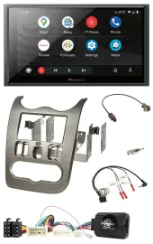 Pioneer USB 2DIN DAB Lenkrad Bluetooth Autoradio für Dacia ab 2012 dunkelsilber