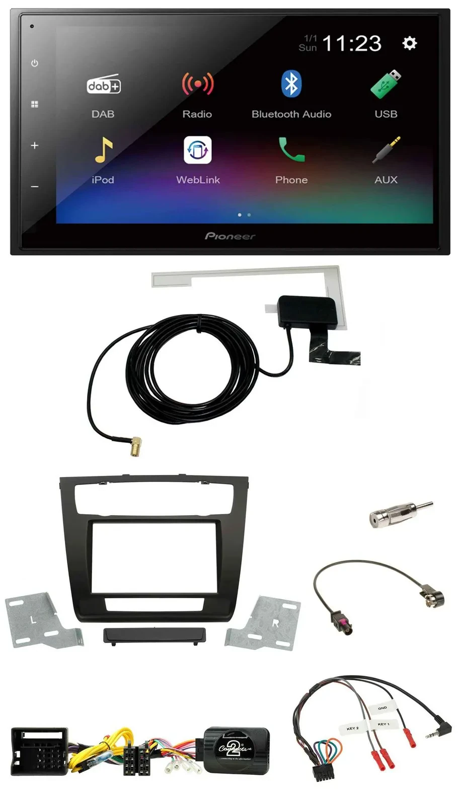 Автомагнитола для BMW 1 Series (E81/E82) Pioneer 2-DIN, DAB, Bluetooth, USB
