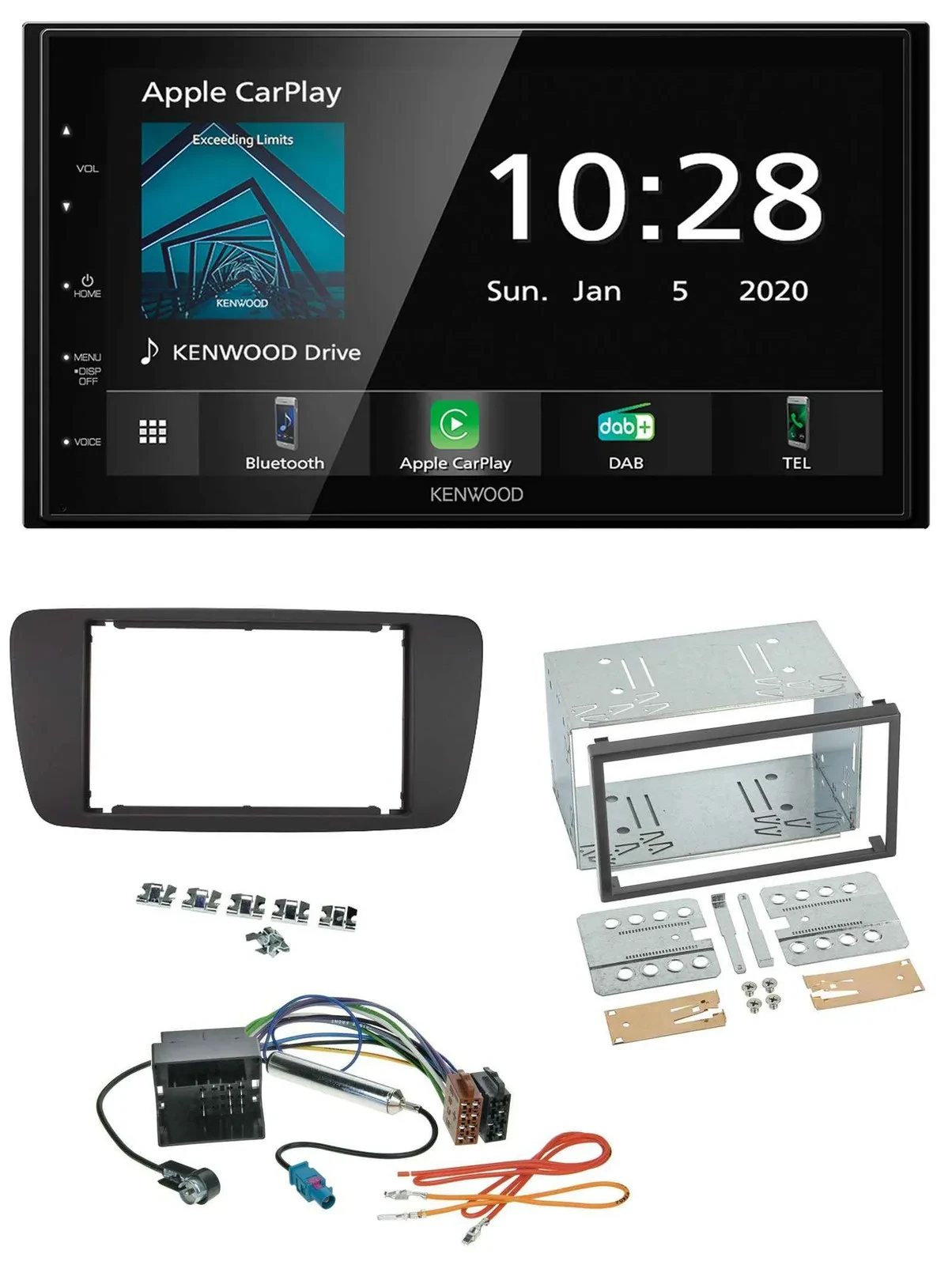 Kenwood Bluetooth MP3 DAB USB 2DIN Autoradio für Seat Ibiza ab 08 azabacheschwar