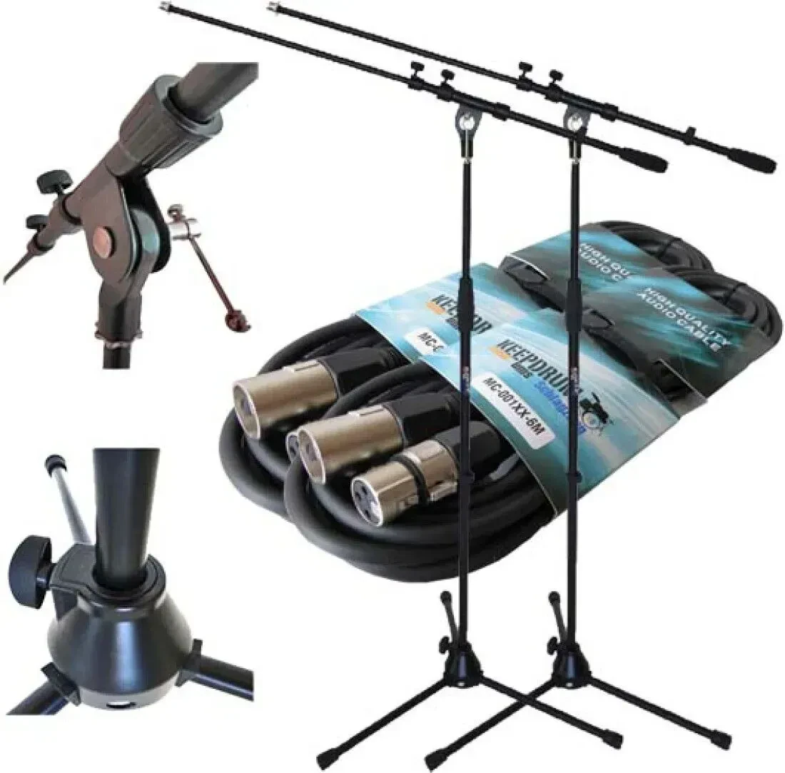 Стойка для микрофона keepdrum MS107 + кабель XLR-XLR 6 м (набор, 2 стойки и 2 кабеля)