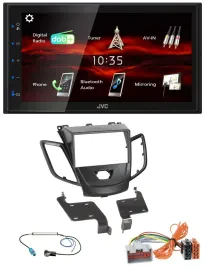 Автомагнитола для Ford Fiesta 2008–2010 JVC 2DIN, USB, Bluetooth, MP3, DAB, черный