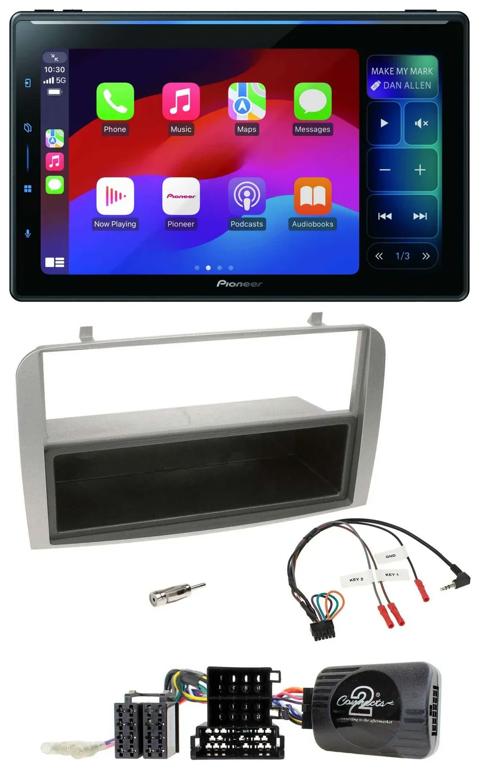 Автомагнитола для Alfa Romeo 147/GT (2007–2010) Pioneer Bluetooth DAB USB серебристая