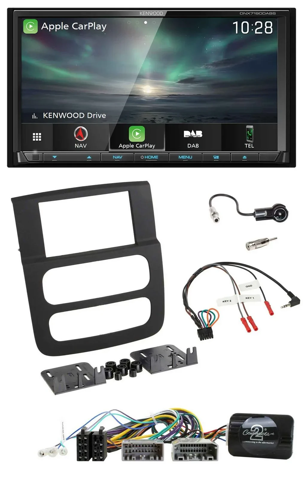 Kenwood Bluetooth USB 2DIN Lenkrad TMC DAB Navigation für Dodge RAM 2002-2006