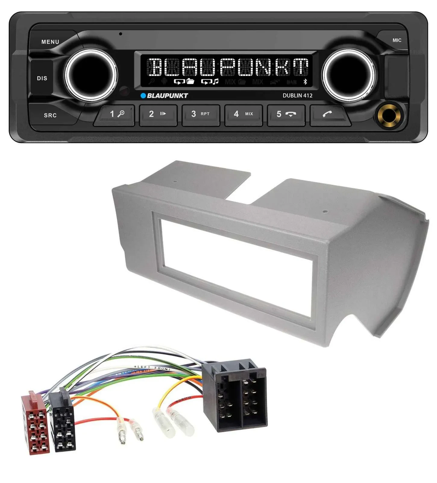 Blaupunkt MP3 Bluetooth USB AUX Autoradio für Fiat Panda (bis 2002) - grau