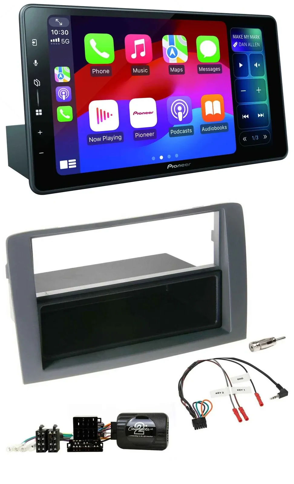 Pioneer Bluetooth DAB Lenkrad USB Autoradio für Fiat Idea 2006-2011 grau