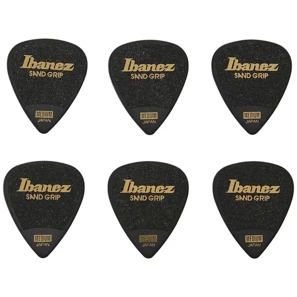 Медиаторы Ibanez PPA14MSG-BK Flat Pick Sand Grip 0,8 mm 6 Stück Plektren 6 шт.