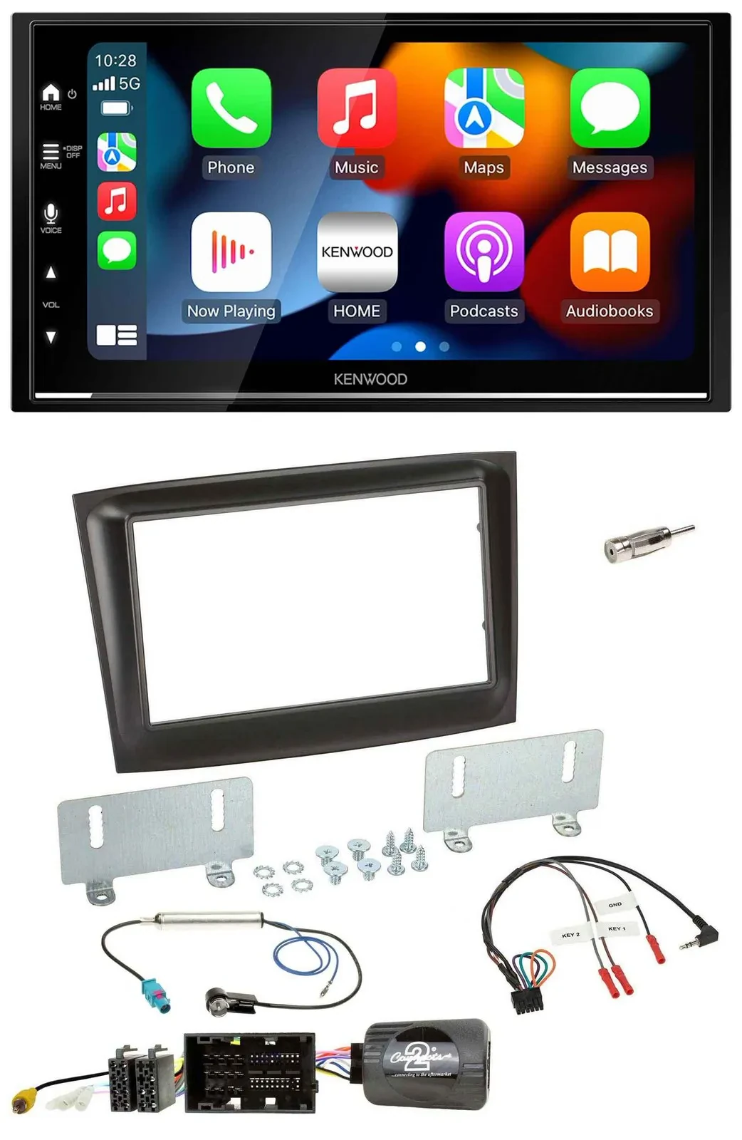 Kenwood DAB USB Bluetooth 2DIN Lenkrad Autoradio für Fiat Doblo ab 2015 schwarz