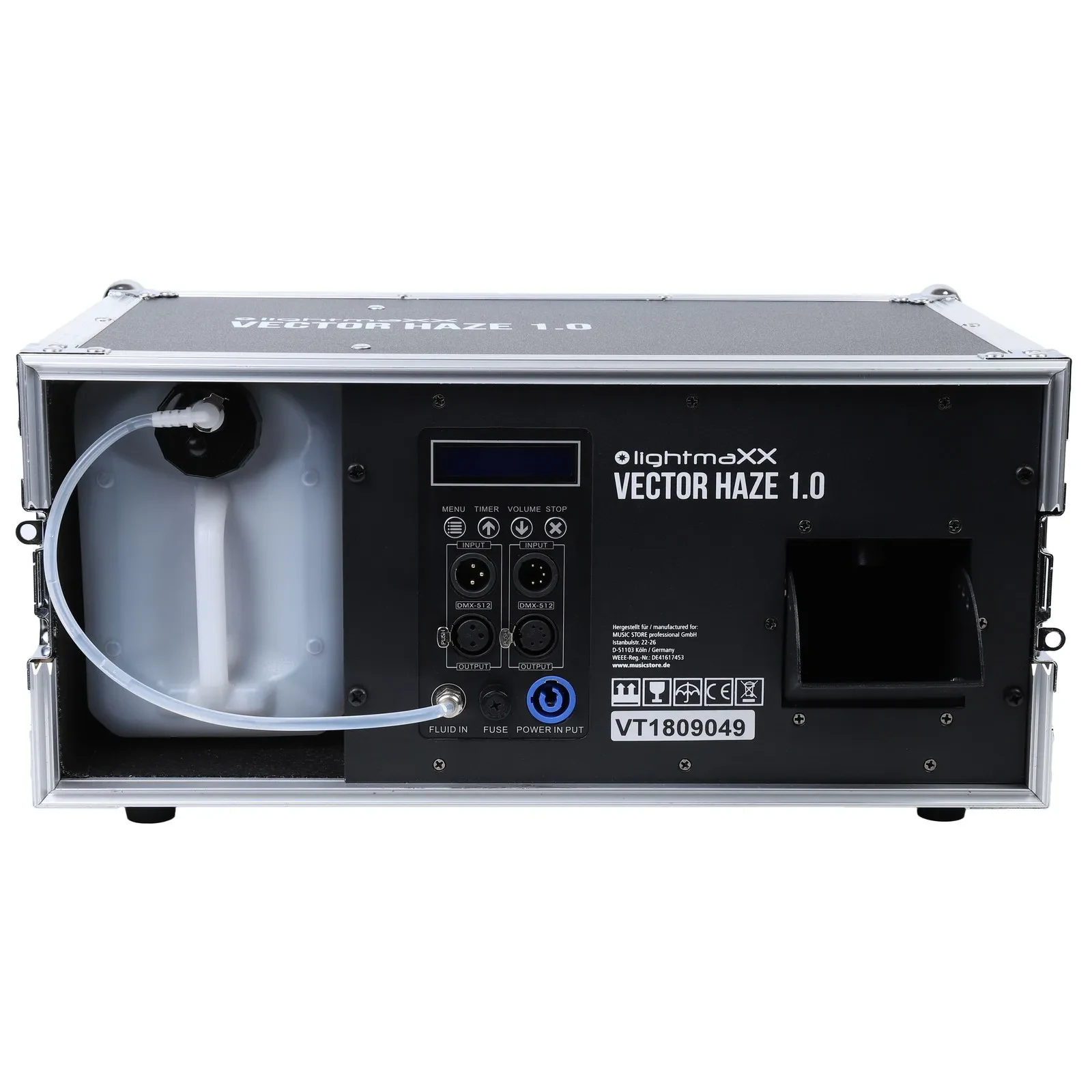 Генератор тумана lightmaXX Vector Haze 1.0 1000W, 200 м³/мин, бак 5 л, DMX, таймер, с кейсом