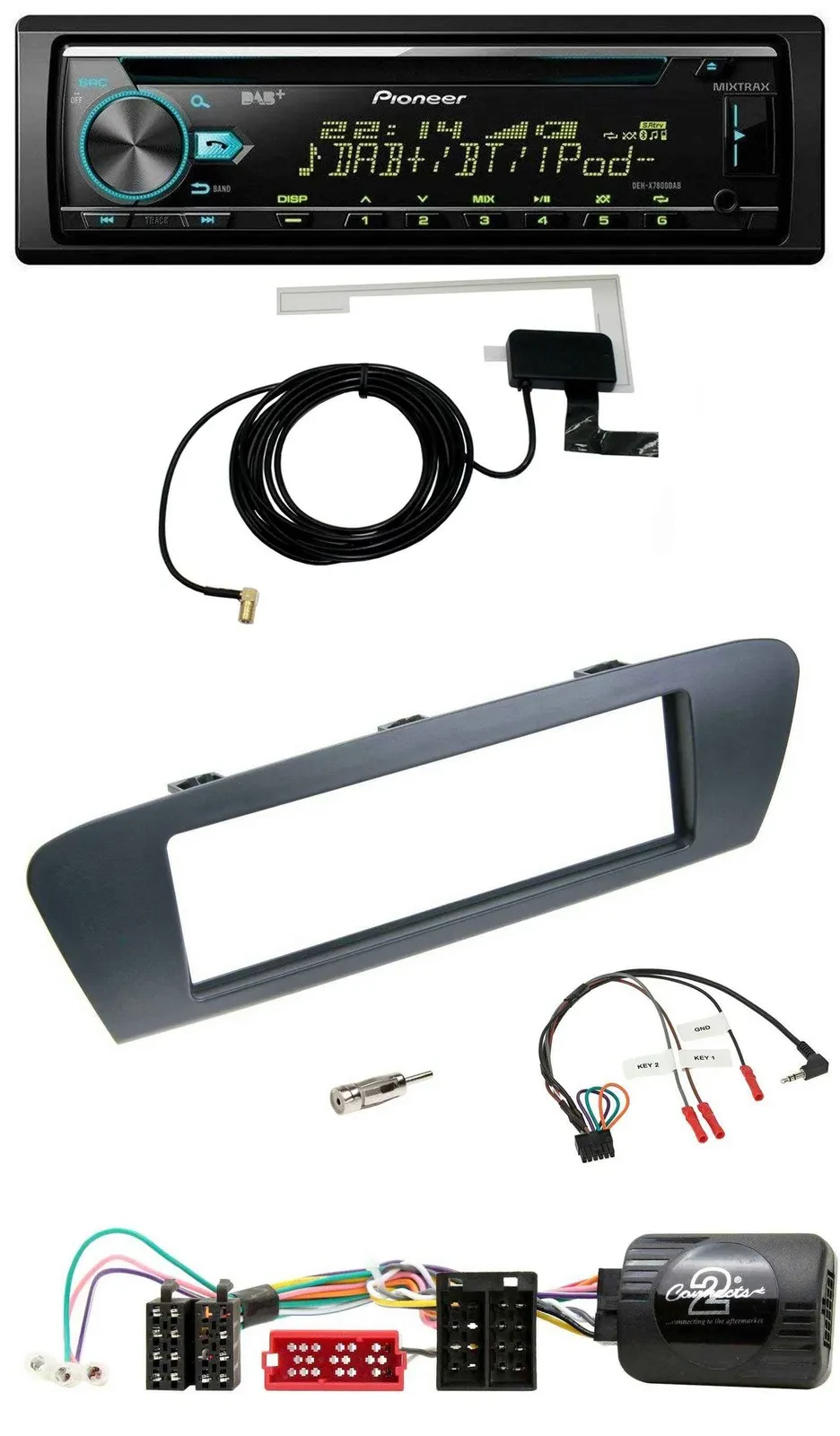 Pioneer MP3 Lenkrad CD USB DAB Autoradio für Renault Grand Scenic ISO ab 2009 Sc