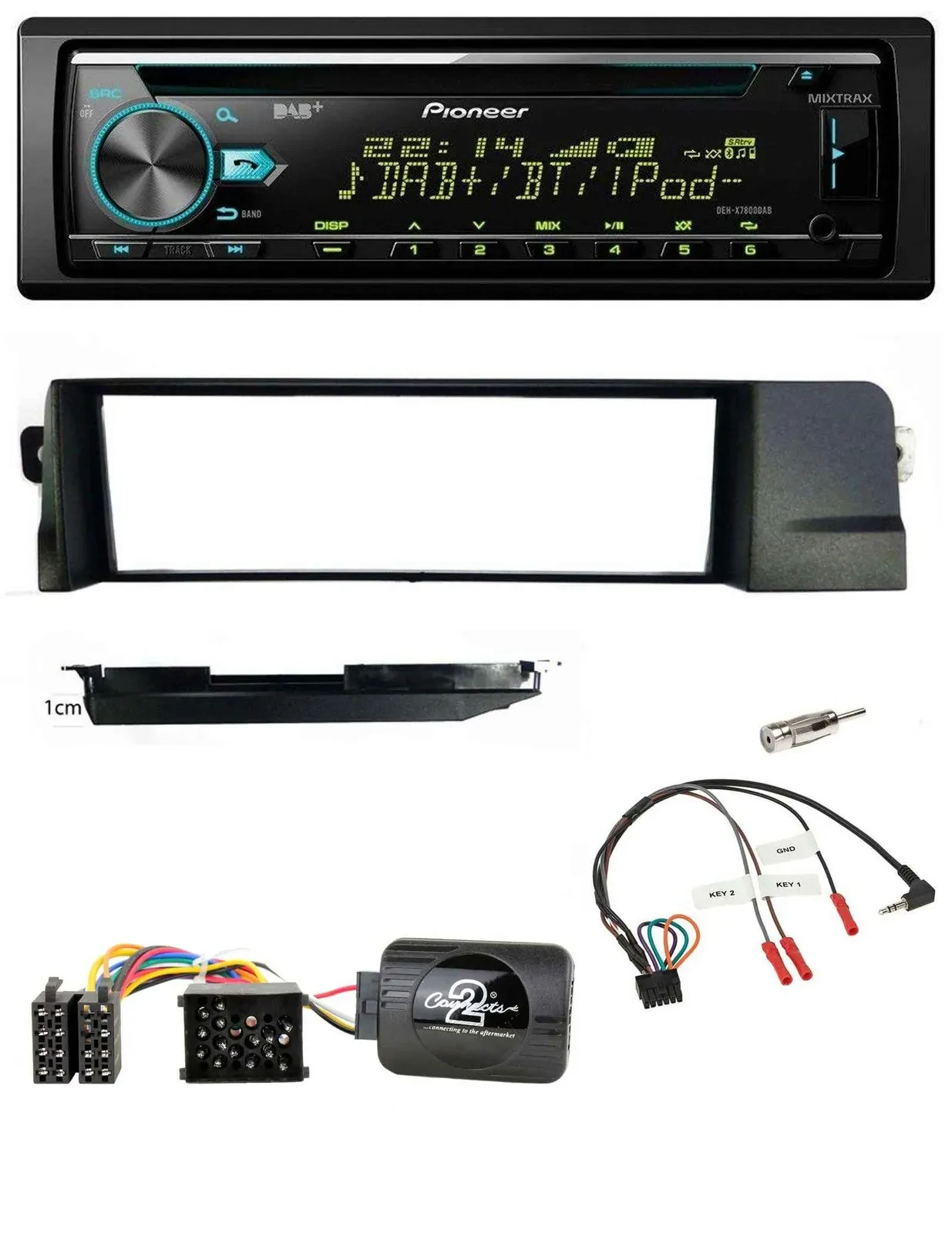 Автомагнитола для BMW 3 E46 (1998–2007) Pioneer DAB, CD, USB, Bluetooth с поддержкой кнопок на руле