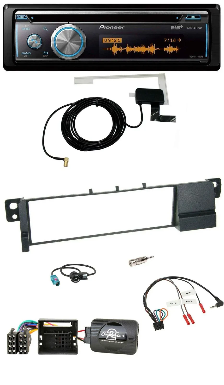 Pioneer Bluetooth DAB Lenkrad USB CD Autoradio für BMW 3er E46 2001-2007 Quadloc