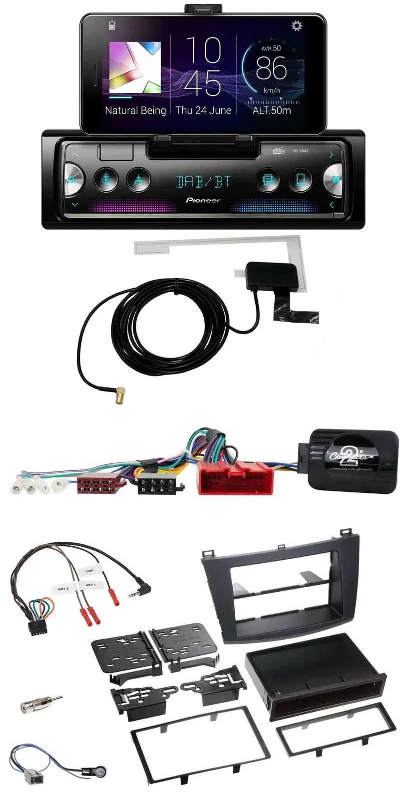Pioneer DAB Bluetooth Lenkrad USB Autoradio für Mazda 3 2009-2013 Can-Bus