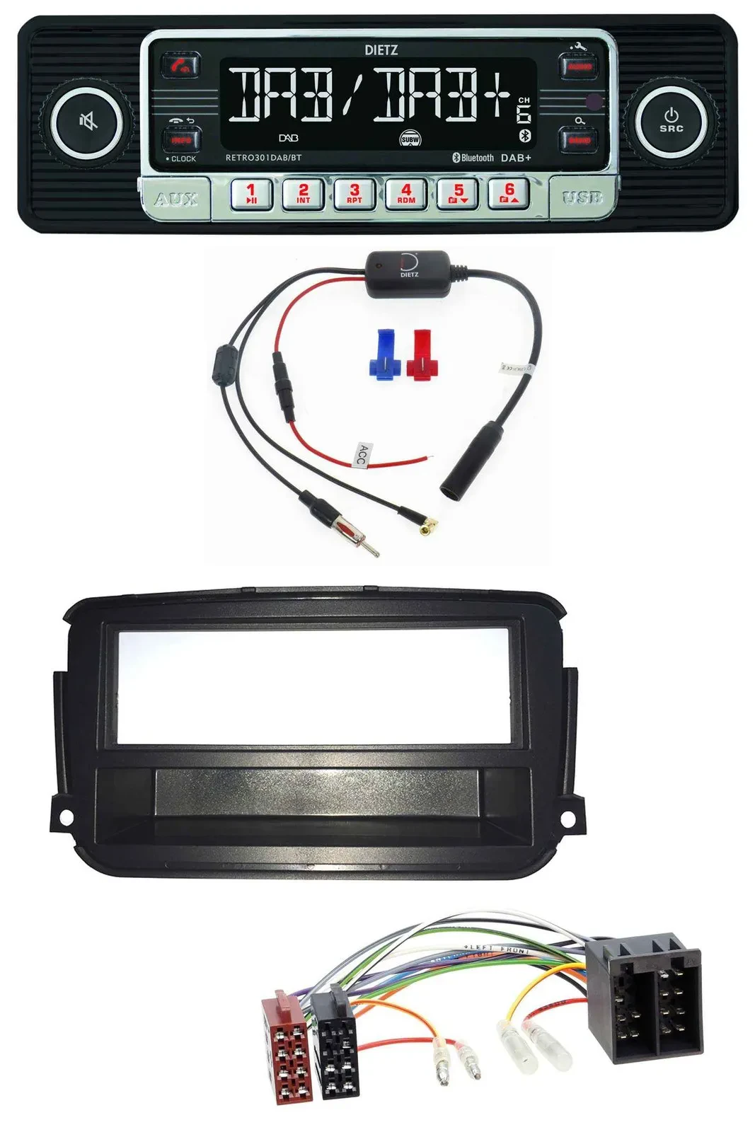 Dietz MP3 DAB Bluetooth USB Autoradio für Smart ForTwo (451, ab 2010)