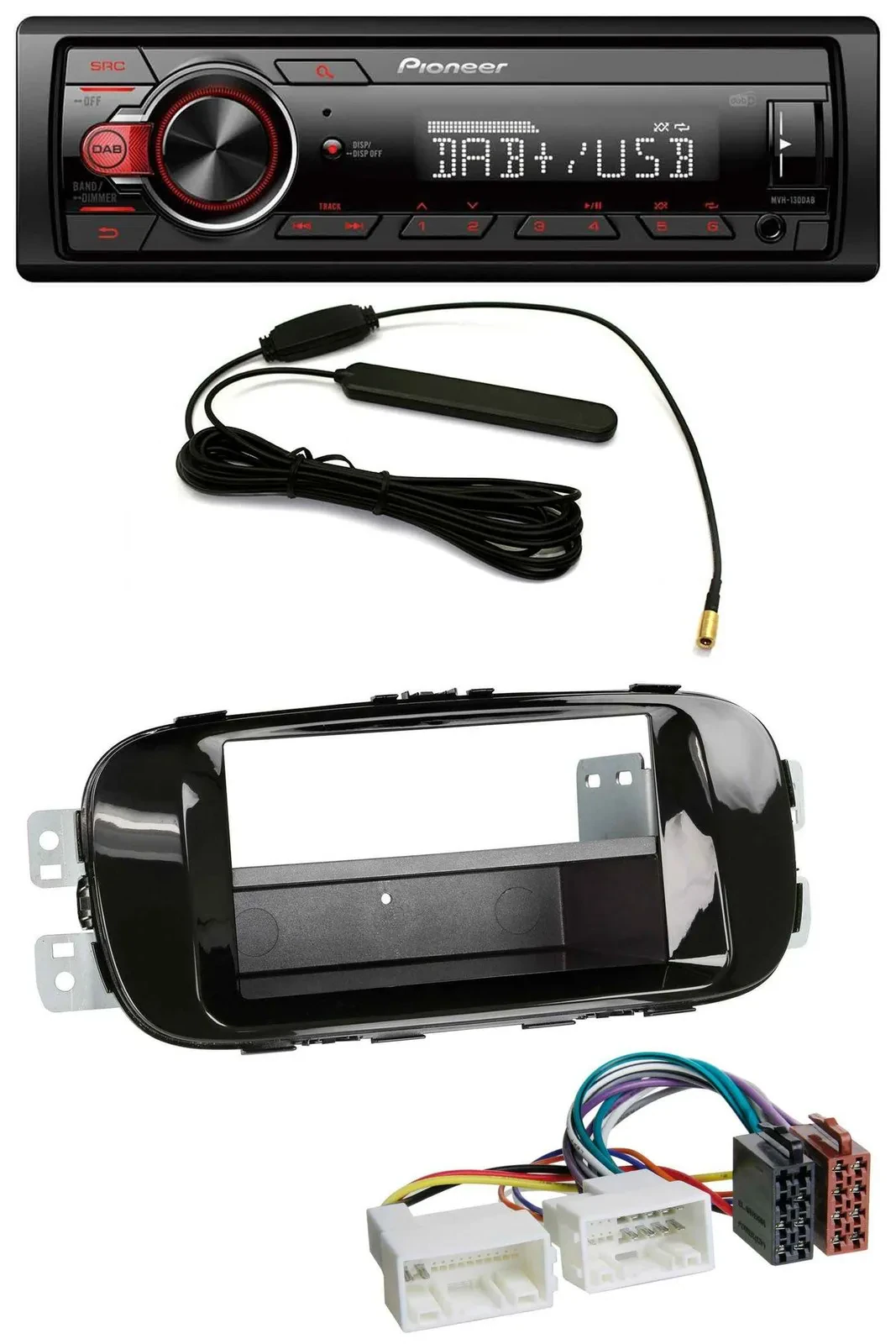 Автомагнитола Pioneer 1DIN, DAB, MP3, USB, AUX для Kia Soul (PS) с 2014, чёрный глянец