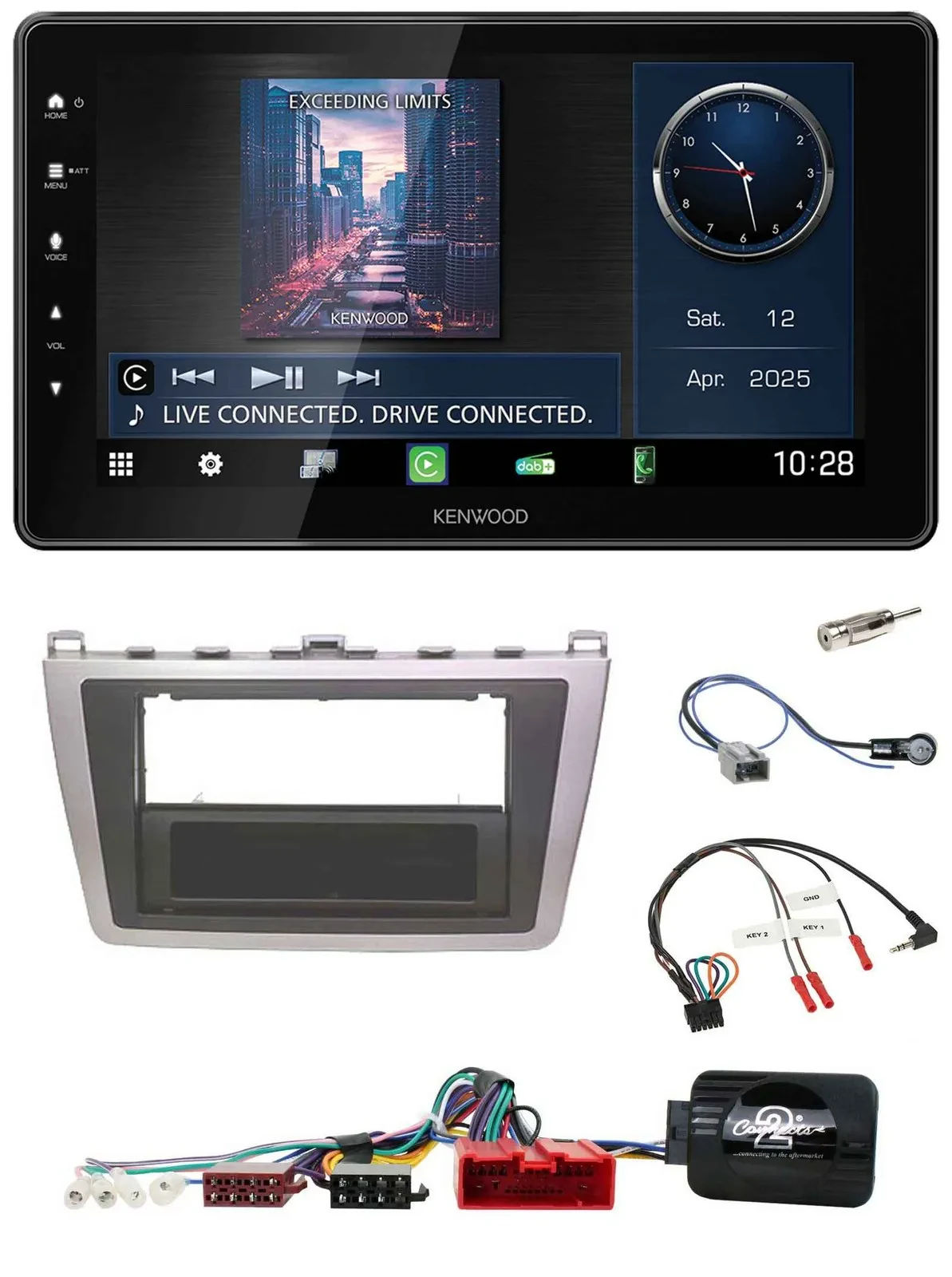 Kenwood Lenkrad Bluetooth USB DAB Autoradio für Mazda 6 08-12 silber schwarz