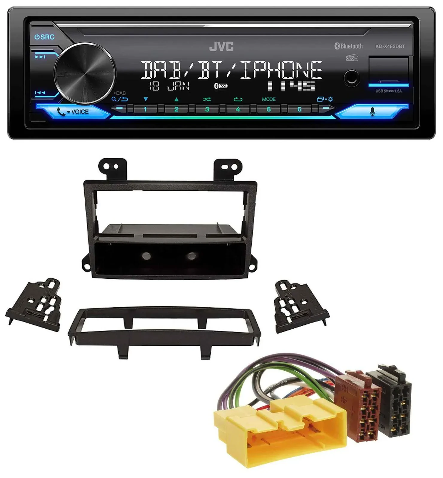 Автомагнитола JVC Bluetooth, DAB, USB, MP3 для Mazda MPV (2000–2006)