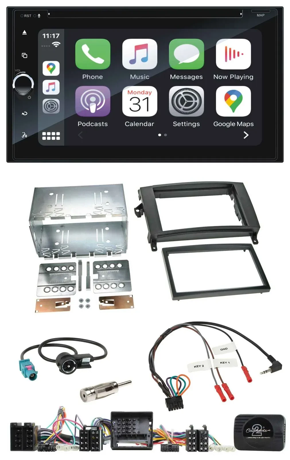 Blaupunkt 2DIN Bluetooth DAB USB DVD Lenkrad Autoradio für Mercedes A- B-Klasse