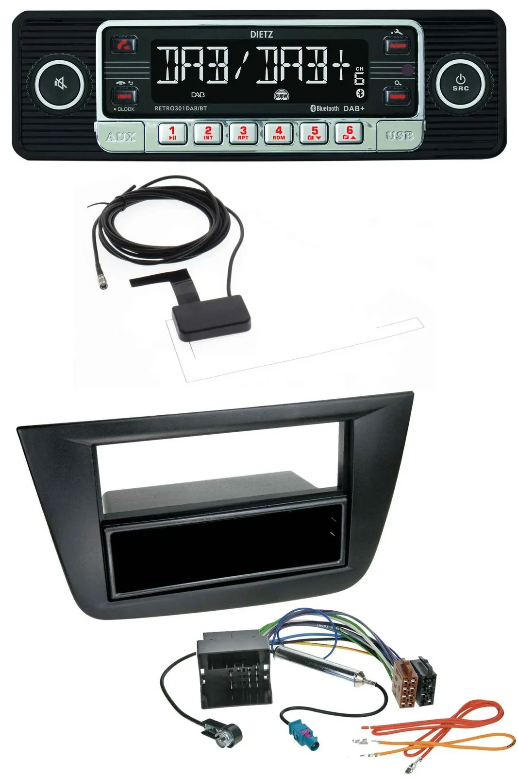 Dietz DAB Bluetooth USB MP3 Autoradio für Seat Toledo Altea ab 05 schwarz