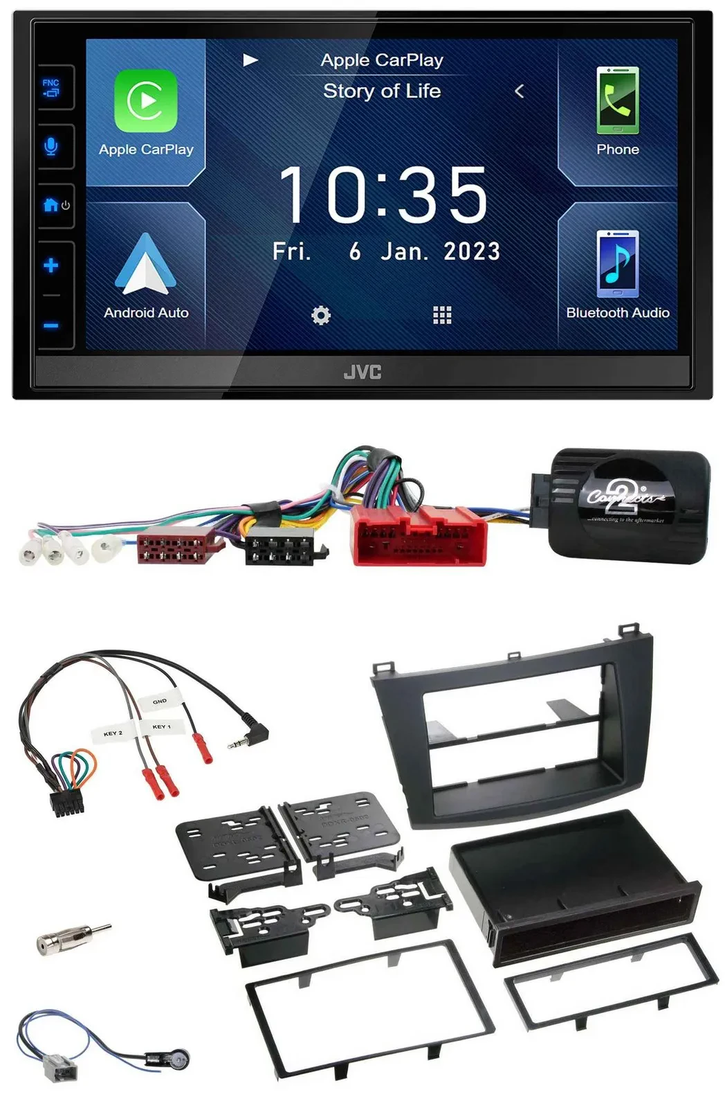 JVC DAB Bluetooth Lenkrad USB 2DIN Autoradio für Mazda 3 09-13 Can-Bus