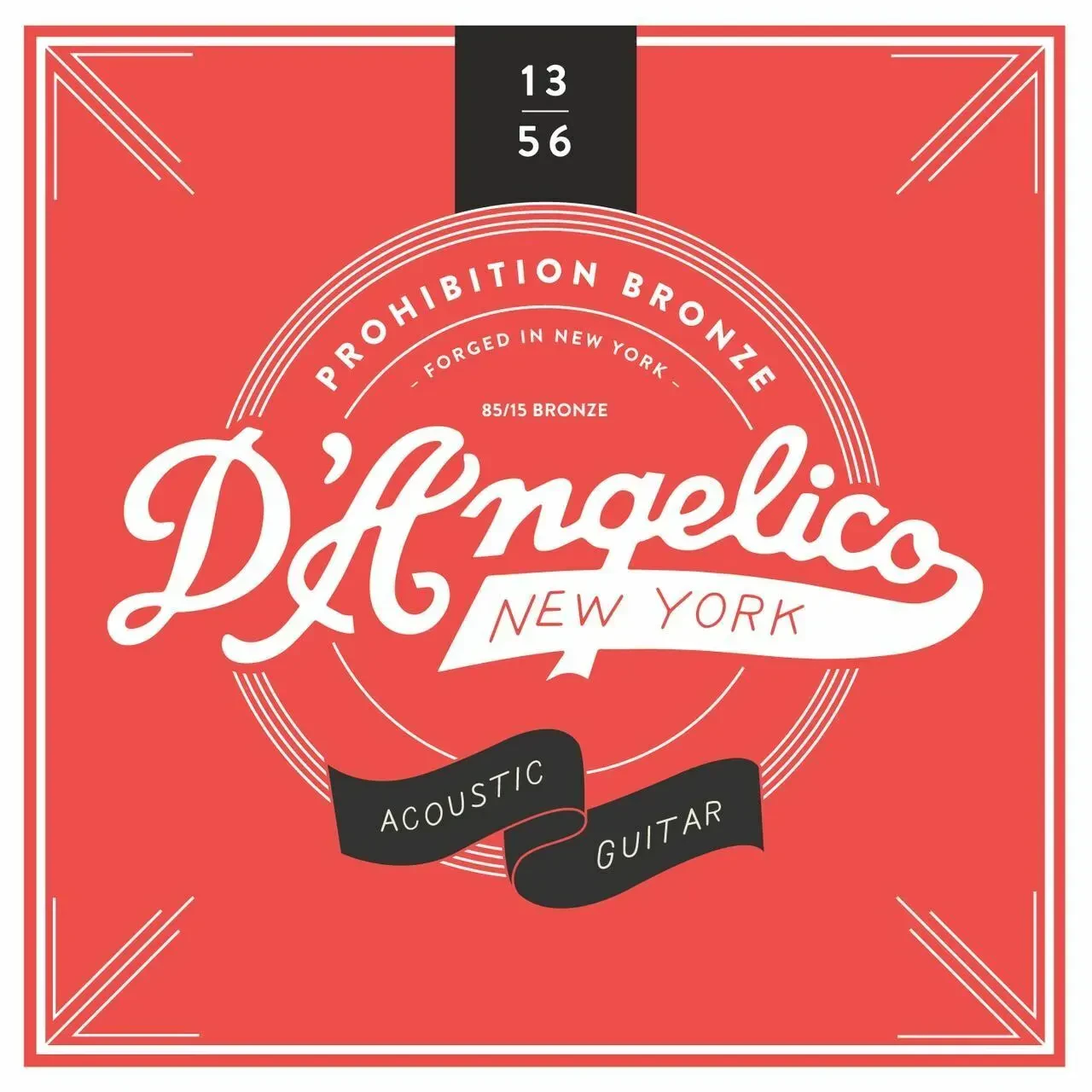 Струны для акустической гитары D'Angelico DAPB1356 Prohibition 85/15 Bronze 13-56