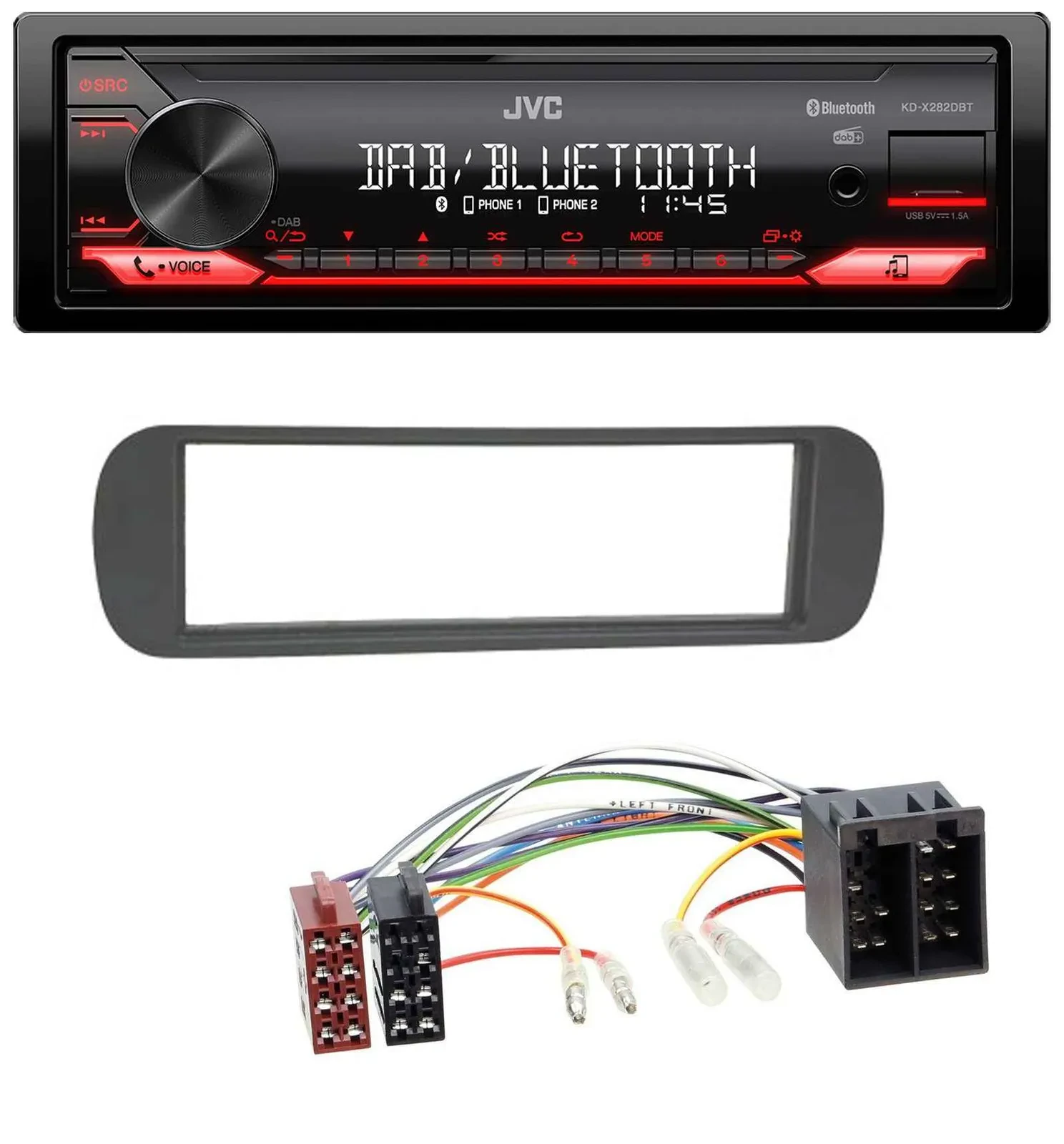 JVC Bluetooth USB DAB MP3 Autoradio für Lancia Y (1996-2004) - schwarz