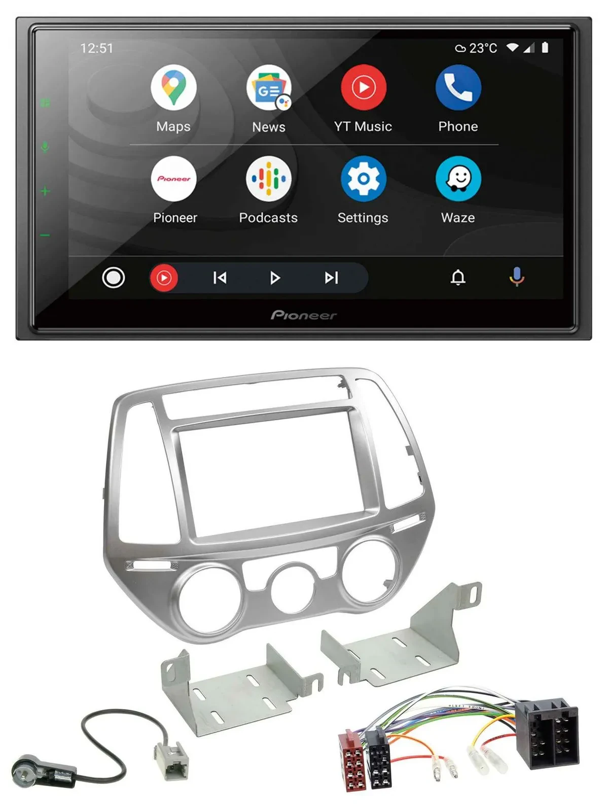 Pioneer USB 2DIN DAB MP3 Bluetooth Autoradio für Hyundai i20 12-14 man. Klima