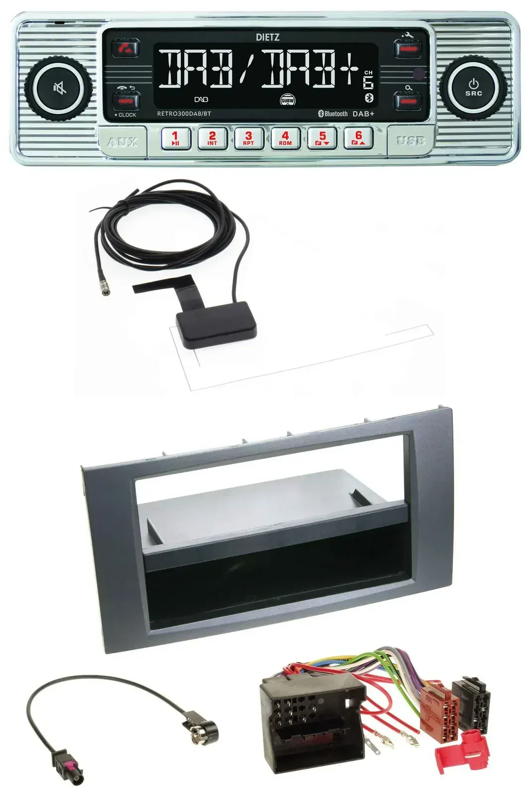 Dietz Bluetooth USB MP3 DAB Autoradio für Ford Fusion Kuga Transit 05-12 anthraz