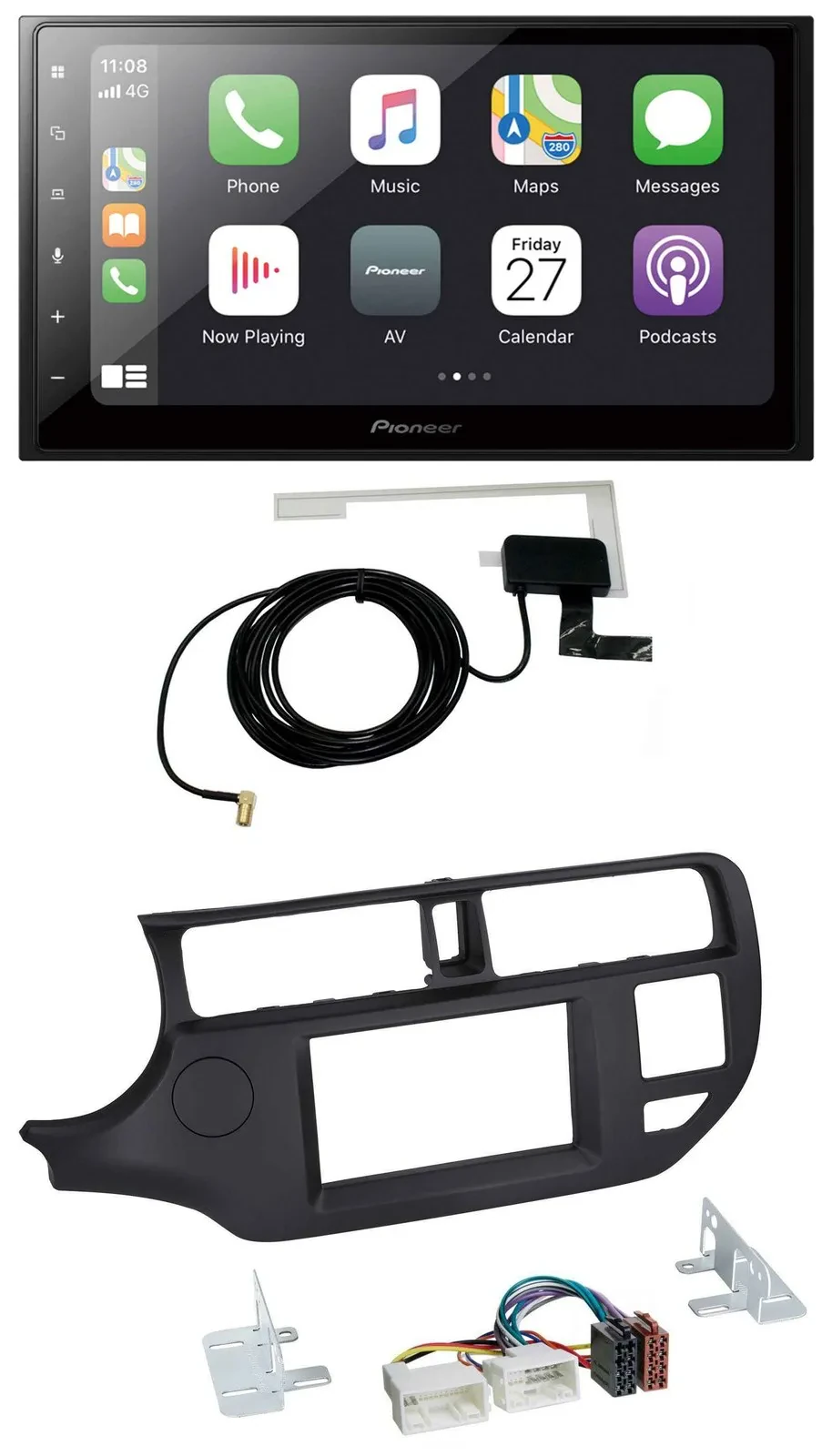 Pioneer USB MP3 2DIN Bluetooth DAB Autoradio für Kia Rio 11-14 UB schwarz